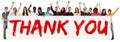 Thank You sign group of young multi ethnic people holding banner Royalty Free Stock Photo