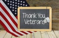 Thank you sign for veterans on chalkboard Royalty Free Stock Photo