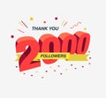 Thank you 2000 social media followers, modern flat banner