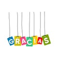 Thank you in Spain language hanging words vector, colourful words vector, gracias vector