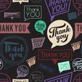 Thank you speech in different style. Seamless pattern