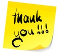 Thank you on sticky note Royalty Free Stock Photo