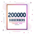 Thank you 200000 subscribers, 200K subscribers celebration modern colorful design Royalty Free Stock Photo