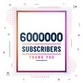 Thank you 6000000 subscribers, 6M subscribers celebration modern colorful design Royalty Free Stock Photo
