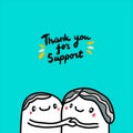 Thank you for support hand drawn vector illustration with two old man together lettering grey hair