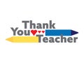 Thank you teacher banner with hearts and crayons