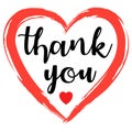 Thank you text with heart in flat style design Royalty Free Stock Photo
