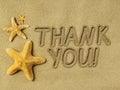 Thank you text on sand Royalty Free Stock Photo