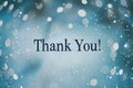 Thank You text on soft blue background with sparkles Royalty Free Stock Photo