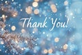 Thank You text on soft blue background with sparkles Royalty Free Stock Photo