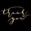 Thank you, type on Golden glitter sparkles background