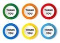 THANK YOU vector icon set, flat design buttons on white background for webdesign and mobile phone applications Royalty Free Stock Photo