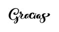 Thank you vector lettering text in spanish Gracias. Hand drawn phrase. Handwritten modern brush calligraphy for