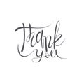 Thank you vector lettering text on white background.
