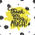 Thank you very much - hand drawn lettering phrase isolated on the polka dot background. Fun brush ink inscription for Royalty Free Stock Photo