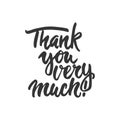 Thank you very much - hand drawn lettering phrase isolated on the white background. Fun brush ink inscription for photo Royalty Free Stock Photo