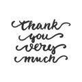 Thank you very much - hand drawn lettering phrase isolated on the white background. Fun brush ink inscription for photo Royalty Free Stock Photo