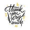 Thank you very much. Hand drawn vector lettering. Isolated on white background. Royalty Free Stock Photo