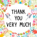 Thank you very much. Inspirational and motivating phrase. Quote, slogan. Lettering design for poster, banner, postcard