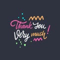 Thank You Very Much phrase. Hand drawn lettering. Isolated on black background. Vector illustration. Royalty Free Stock Photo