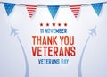 Thank you Veterans background. Vector illustration for veterans day 11 November national holiday in the us