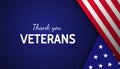 Thank you veterans! Card or banner design for Veterans Day with flag elements. - Vector illustration