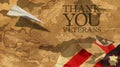 Thank You Veterans. Paper Airplane Usa Flag Royalty Free Stock Photo