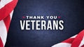 Thank You Veterans Text with American Flags Over Dark Blue Background Royalty Free Stock Photo