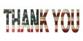 Thank You on vintage American flag isolated with white background