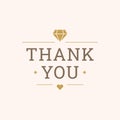 Thank you vintage card diamond treasure brilliant line golden design template vector illustration Royalty Free Stock Photo