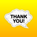 Thank You white speech bubble on yellow background. Vector illustration Royalty Free Stock Photo