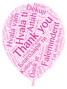 Thank you word cloud balloon shaped many languages Royalty Free Stock Photo