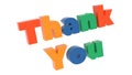 Thank You Word 3D Rendered Text With Bold, Funny Font Illustration Colored With Tetrad Colors 15 Degrees