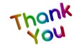 Thank You Word 3D Rendered Text With Round Font Illustration Colored With RGB Rainbow Gradient