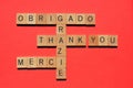 Thank you, Obrigado, Grazie, Merci, various languages