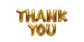 THANK YOU Word thank you in english alphabet from golden balloons on a white background. holidays and education. Vector