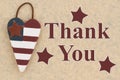 Thank you word message with retro USA stars and stripes flag wood heart Royalty Free Stock Photo