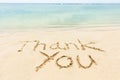 Thank You Word Written On The Sand At Beach Royalty Free Stock Photo