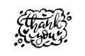 Thank you words speech bubble icon symbol. Web design. Sticker design. Hand drawn vector lettering one color texture Royalty Free Stock Photo