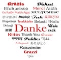 Thank you in Worldwide languages. Vector lettering in Heart shape. White back.