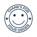 thank you for your order badge, seal, tag, label for retail, small shop stamp, sticker, thank customers for buying products Royalty Free Stock Photo