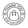 thank you for your order badge, seal, tag, label for retail, small shop stamp, sticker, thank customers for buying products