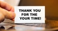 THANK YOU FOR THE YOUR TIME Commendable, Encouraging Text After Laptop Video Call Due to Pandemic Royalty Free Stock Photo