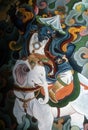 Thanka painting of Tibetan Buddhist guardian Royalty Free Stock Photo