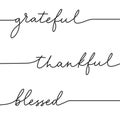 Thankful grateful blessed hand drawn lettering. Modern calligraphy quote for Thankgiving