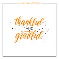 Thankful and grateful lettering with black splashes Royalty Free Stock Photo