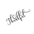 Thankful - handwritten calligraphy text, with hearts.