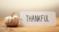 Thankful message with a small pumpkin Royalty Free Stock Photo