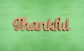 Thankful wooden text from above