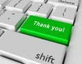 Thankfulness concept. Words Thank you! on button of computer keyboard